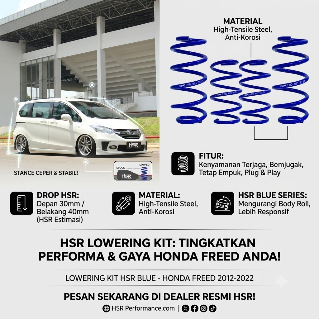PER CEPER MOBIL HONDA FREED LOWERING KIT HSR BLUE - HONDA FREED 2012 - 2022