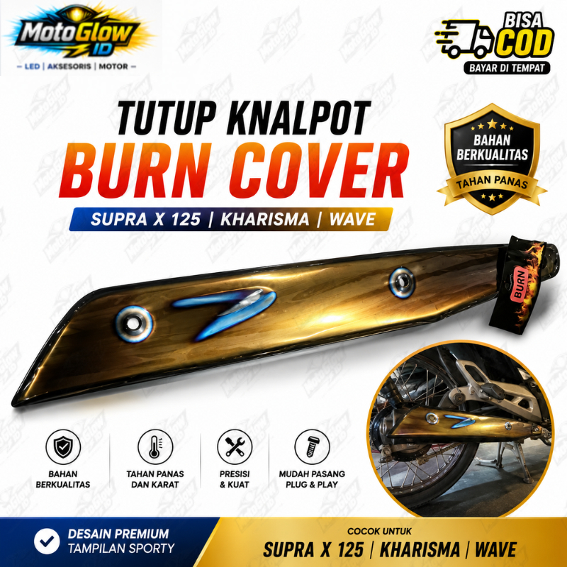 Tameng Knalpot Cover Knalpot Titanium Blue Gold Wave Kharisma Supra X 125 60 cm