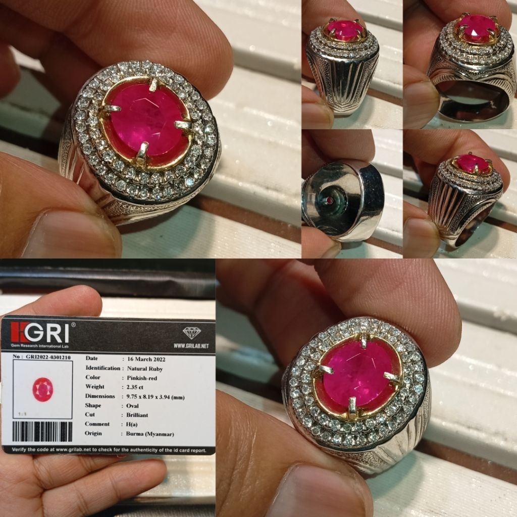 Ruby Birma 2.35 ct Ha Memo GRI Ring GD