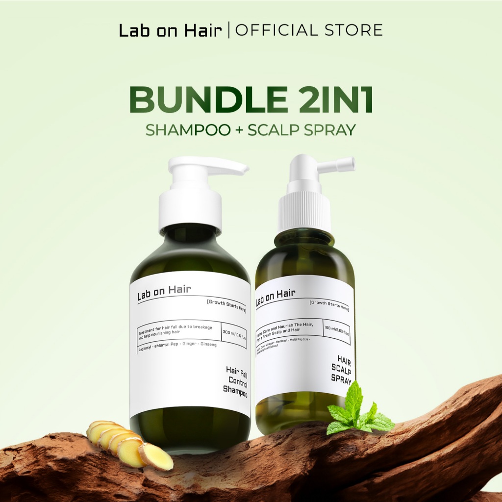 Lab On Hair Bundle Anti Rontok Scalp Spray Dan Shampoo - Paket Scalp Spray dan Shampoo Untuk Menjaga