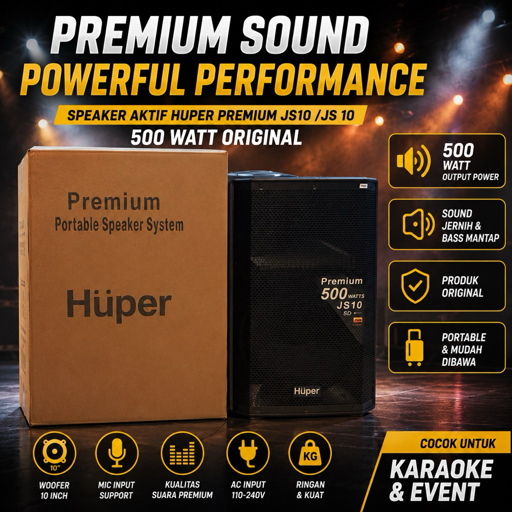 Speaker Aktif Huper JS10 JS 10 15 Inch 500 Watt Original