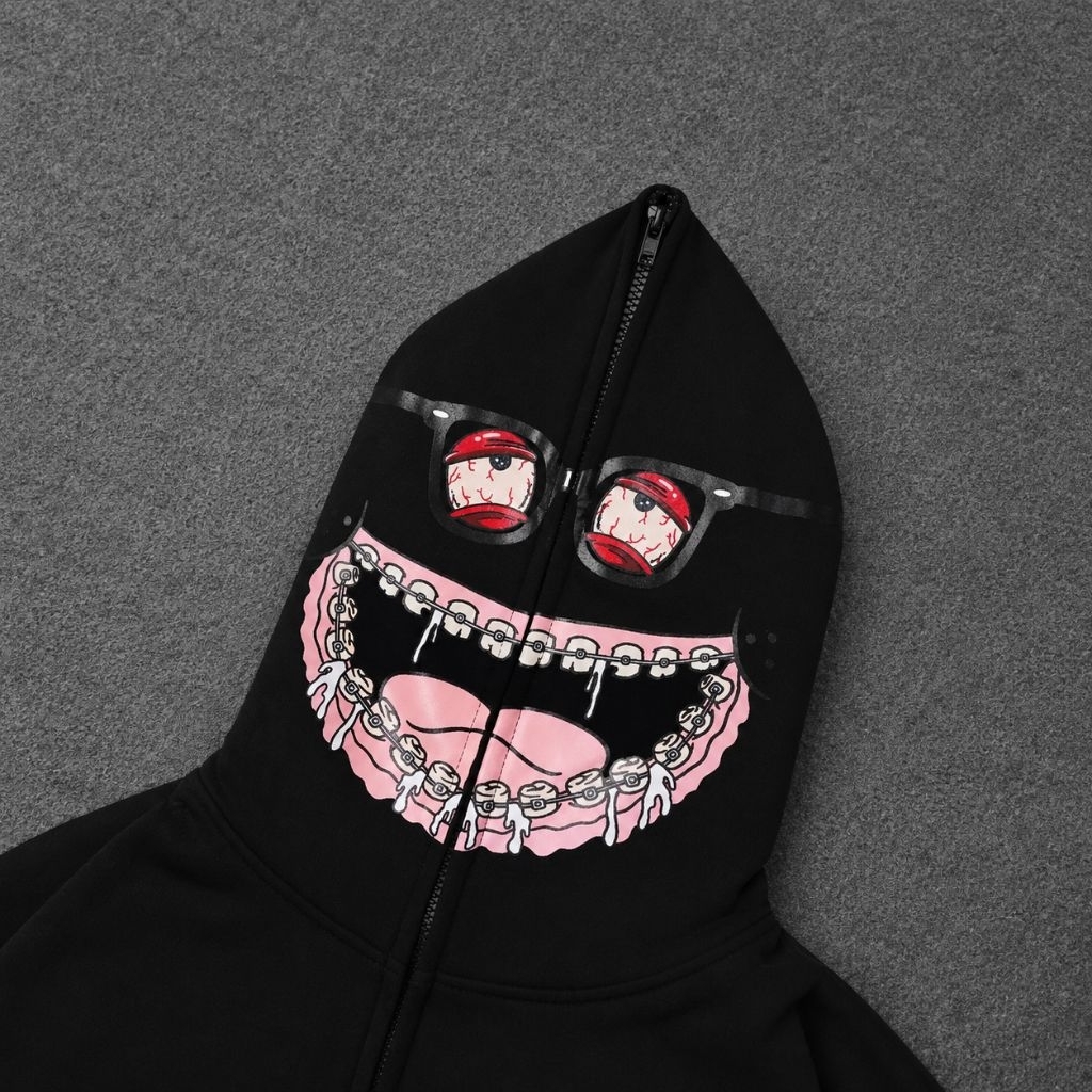 GOZEAL X PEE WEE GASKINS| HOODIE FULL ZIP | DROOPY EYES BLACK