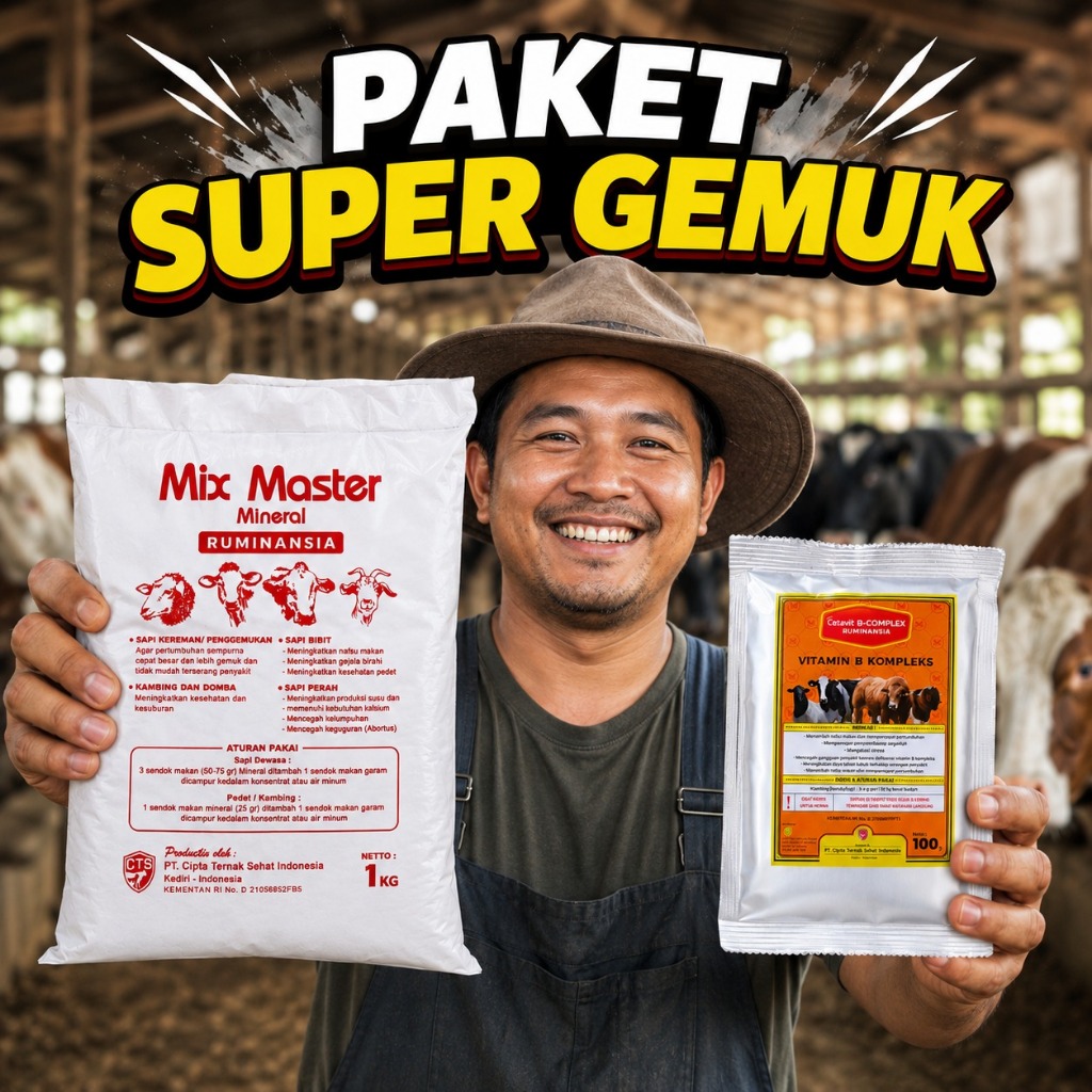 PAKET NUTRISI PENGGEMUKAN TERNAK Mineral Vitamin B Complex Penggemukan sapi potong sapi indukan