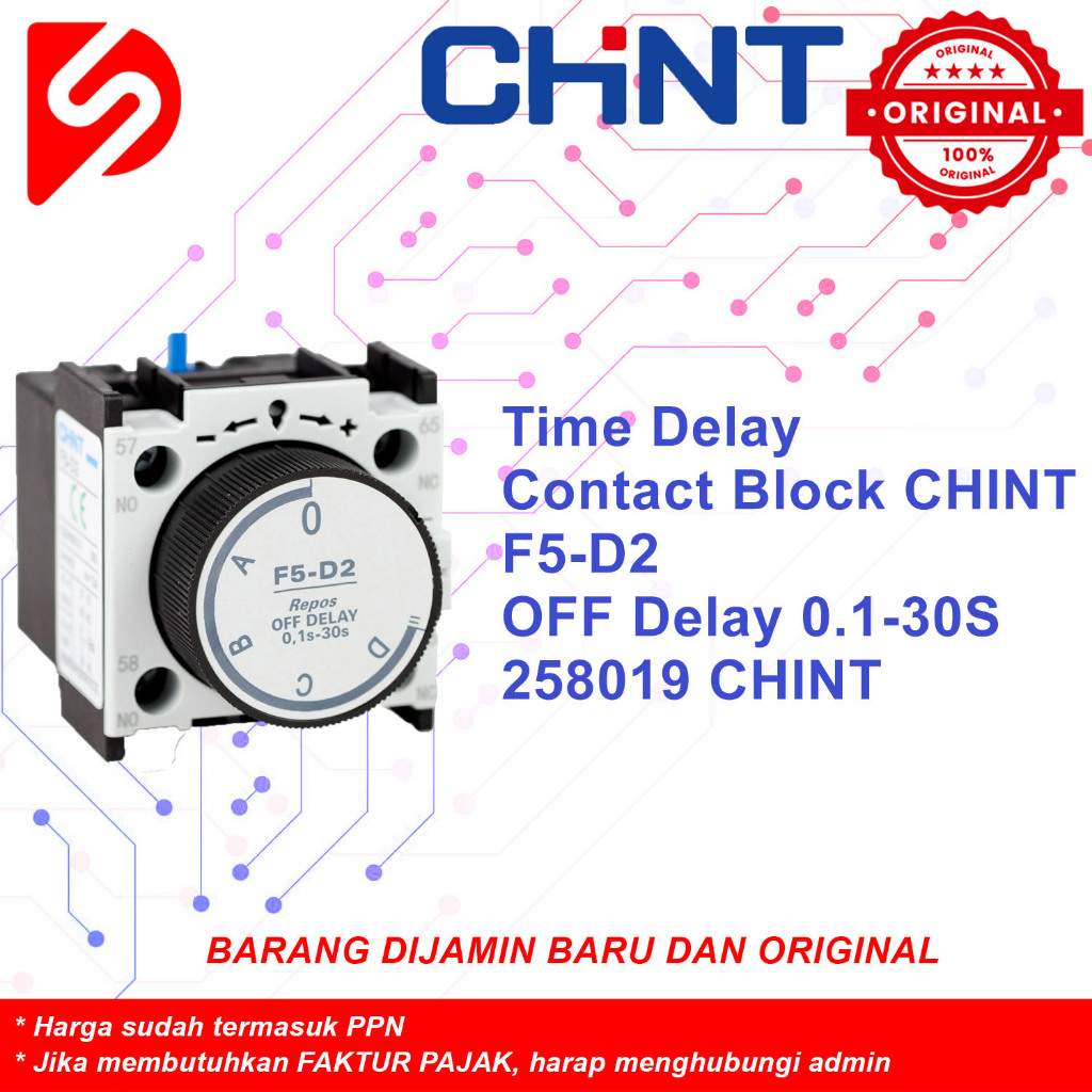 Time Delay Contact Block CHINT F5-D2 OFF Delay 0.1-30s Original