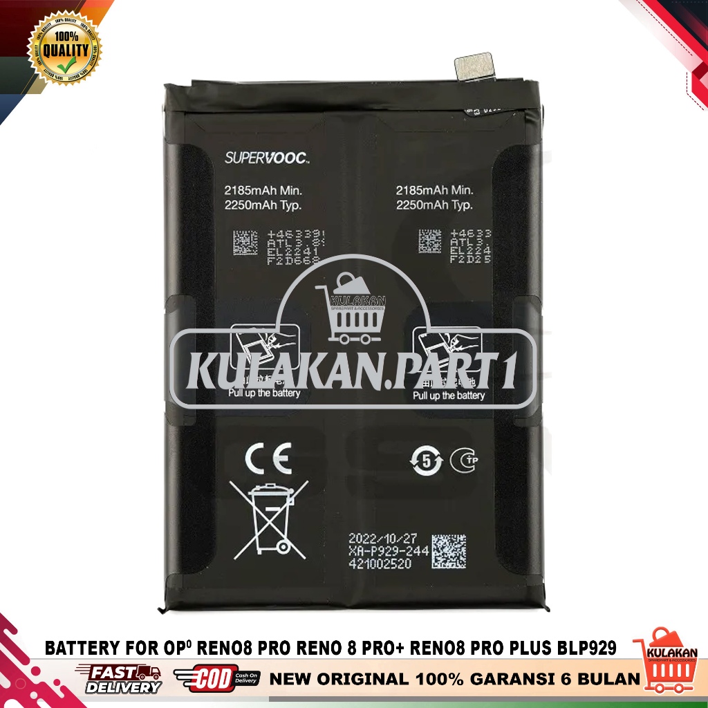 Batere Baterai Battery Oppo Reno8 Pro Reno 8 Pro+ Reno8 Pro Plus BLP929Original100%
