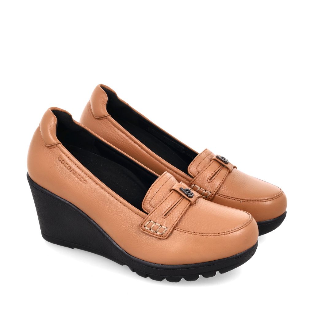 Bocorocco D. Bologna 26 Camello - Sepatu Wedges Wanita Kulit Asli Halal