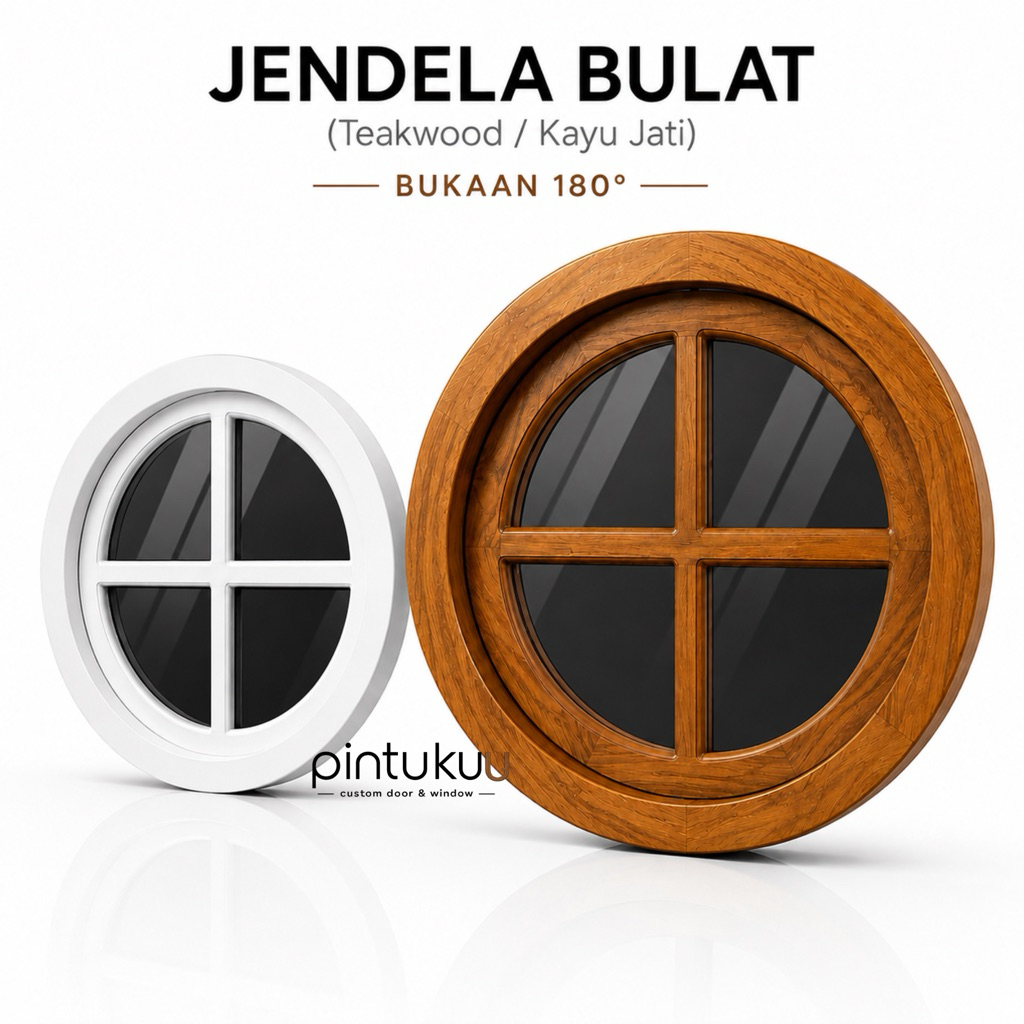 Kusen Jendela Kayu Jati Aesthetic - kusen jendela bulat minimalis  - jendela rumah - JB2