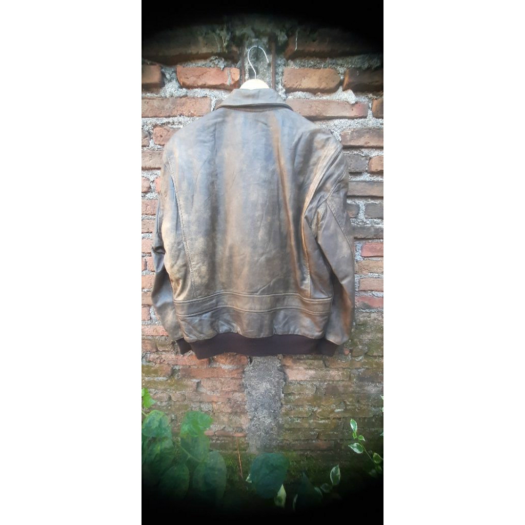 jaket kulit sapi bomber pilot warna vintage