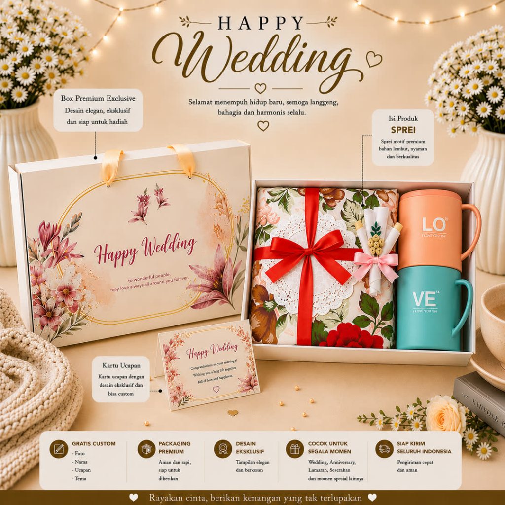 Hampers Sprei 180x200 / Hampers Wedding / Gift Wedding/ Hampers Pernikahan & Seserahan /Sliding Box