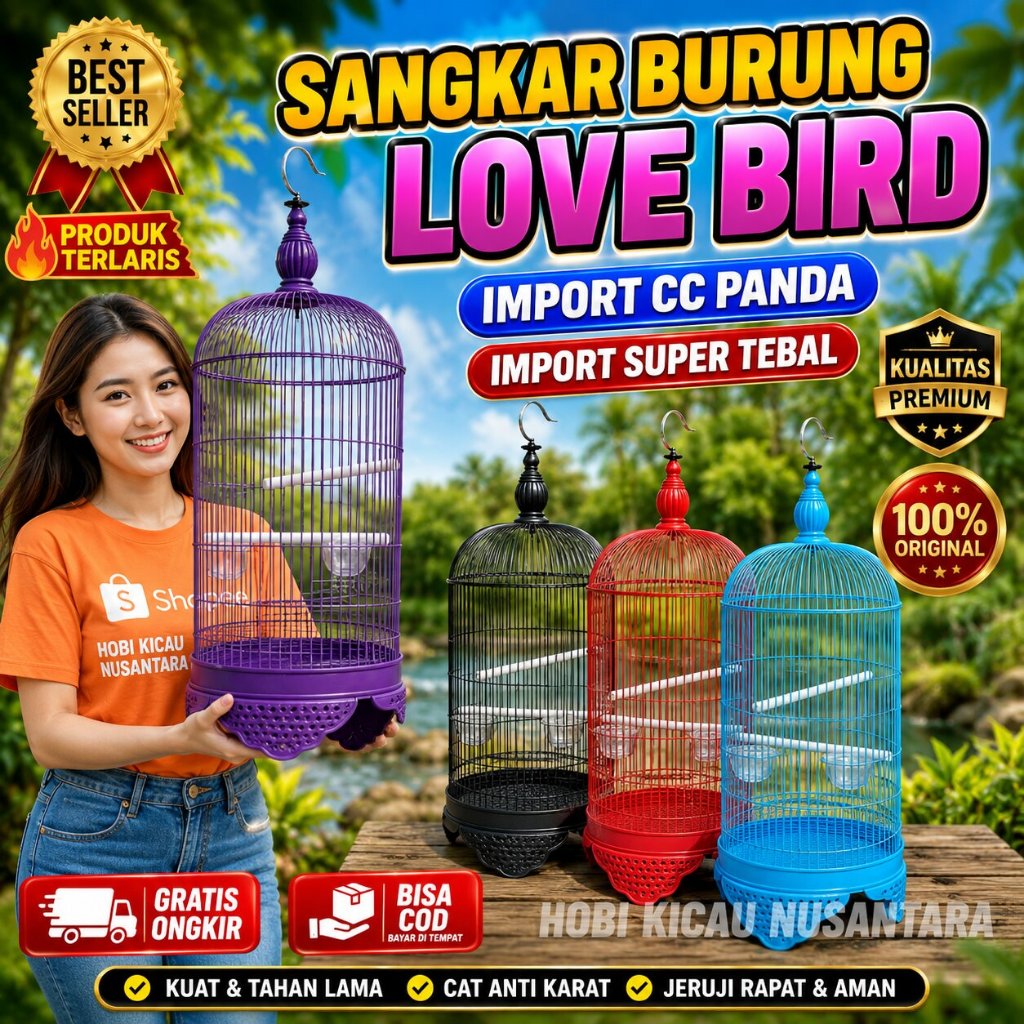 SANGKAR LOVEBIRD PANDA /CC - KANDANG BURUNG LOVEBIRD PANDA - sangkar kenari - kandang kapsul