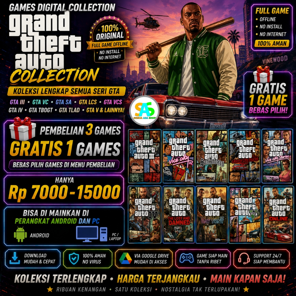 KUMPULAN GAMES GTA EDISI KOMPLIT ANDROID | IOS | PC