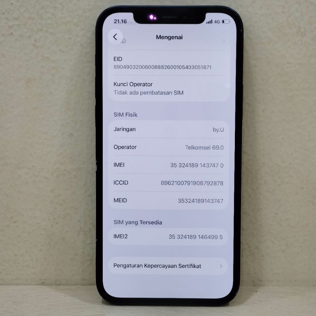 (0F0X-178) IPHONE 12RAM 128GB (IBOX) PA/A, BATANGAN NO CHARGER "437470"