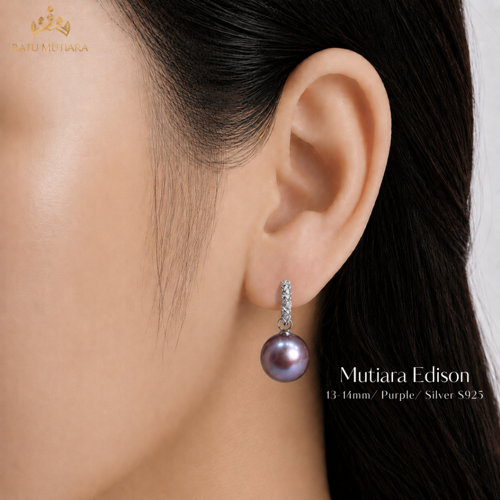 Anting Klip Mutiara Air Tawar Asli SIlver S925