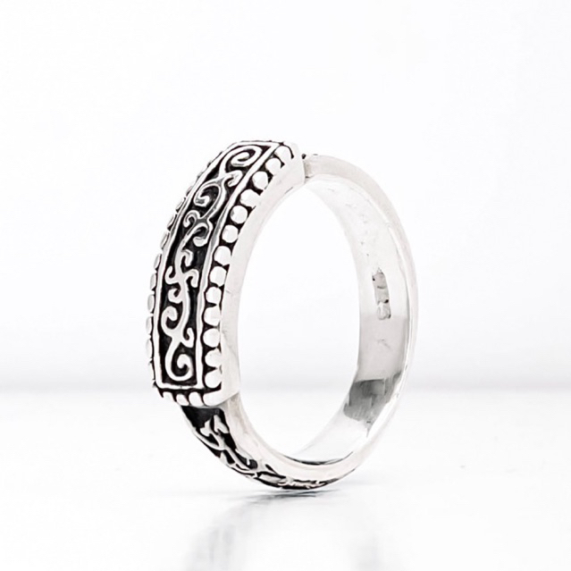 Cincin Perak Asli 925 Motif Khas Ukiran Jawan Bali - Pria Wanita Ring Silver Vintage