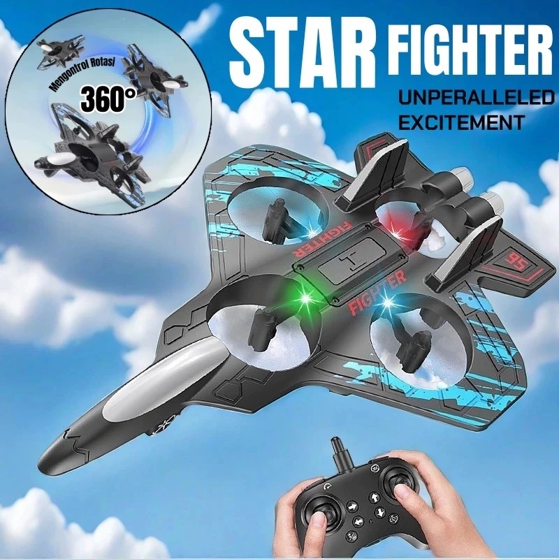 Mainan Pesawat Terbang Remot Control RC Pesawat Tempur Dengan LED Lampu Pesawat Glider Airplane Foam