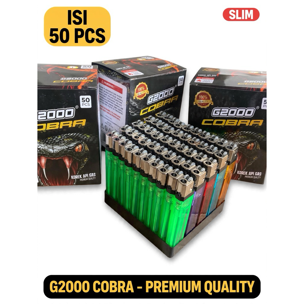 1 box korek api gas G2000 COBRA Model TOKAI ukuran SLIM Ramping Isi 50pcs
