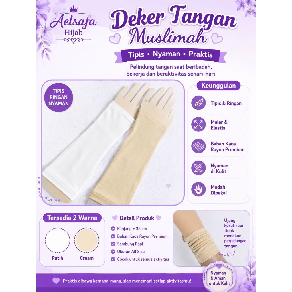 Aelsafa Hijab Termurah | Deker Tangan / Manset Tangan nylon