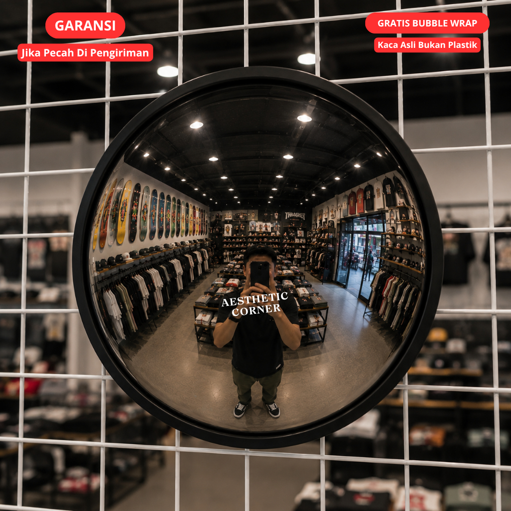 Kaca Convex Aesthetic Mirror (Kamar, Desain Interior,Spion,Dll)