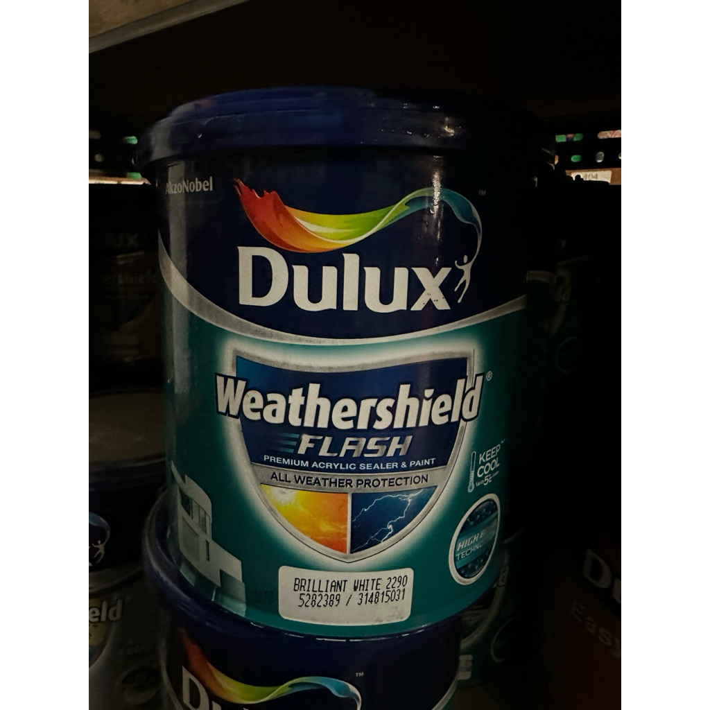 CAT DULUX WEATHERSHIELD FLASH (RM) 2.5 LT - BRILLIANT WHITE 2290 Cat Eksterior DULUX WEATHERSHIELD F