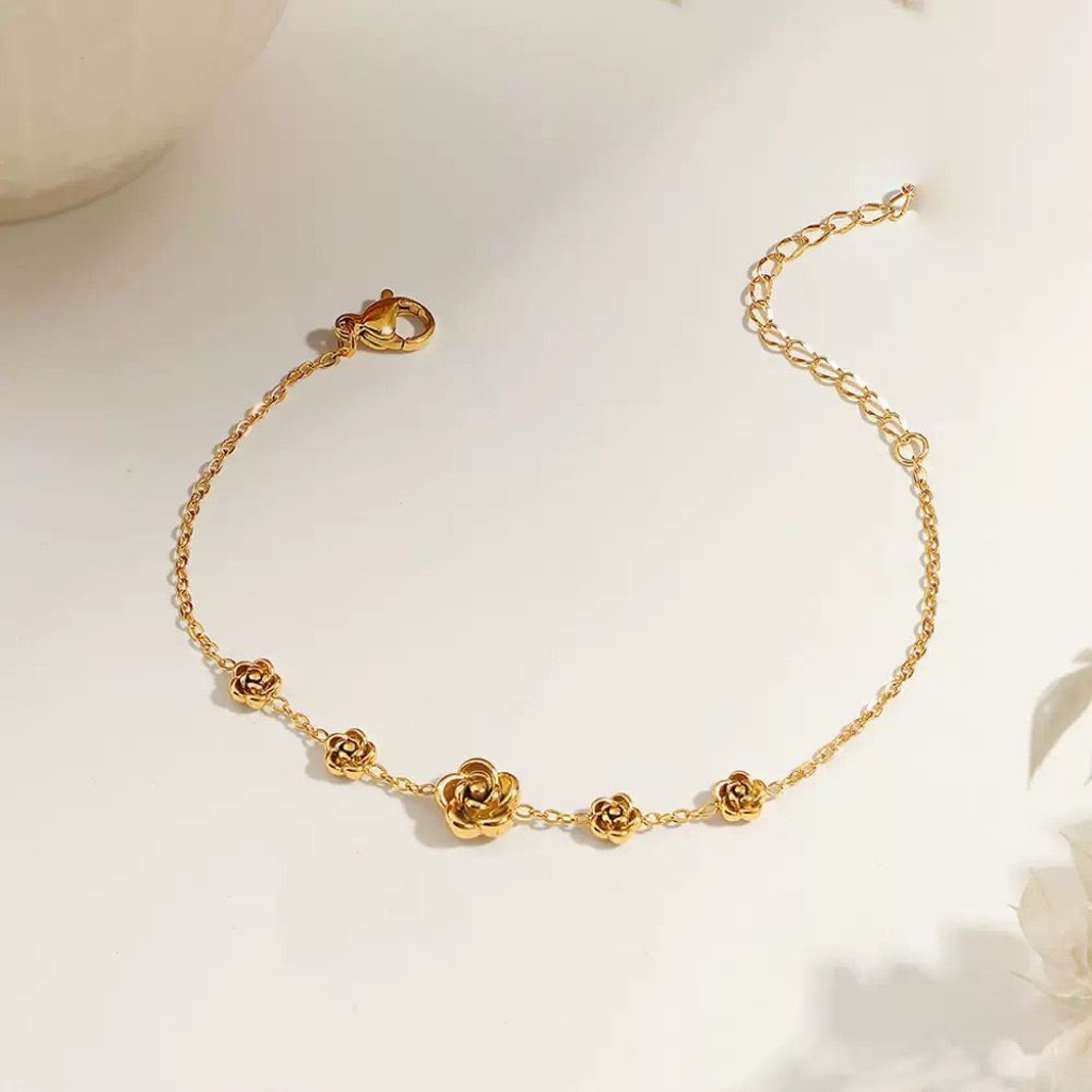 LUXURY Gelang Titanium Mawar Minimalis