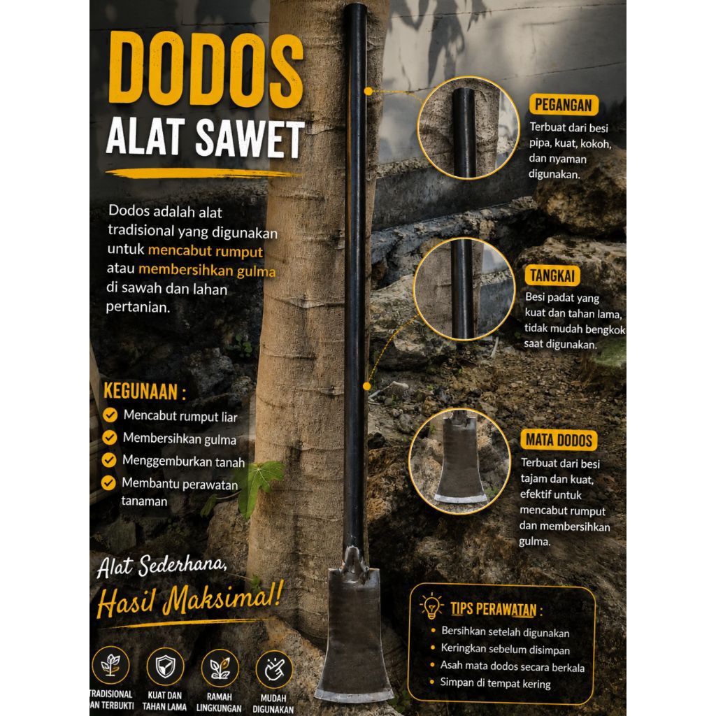 dodos baja PER mobil linggis tanah panjang 100cm gagang pipa dodos sawit linggis tanah