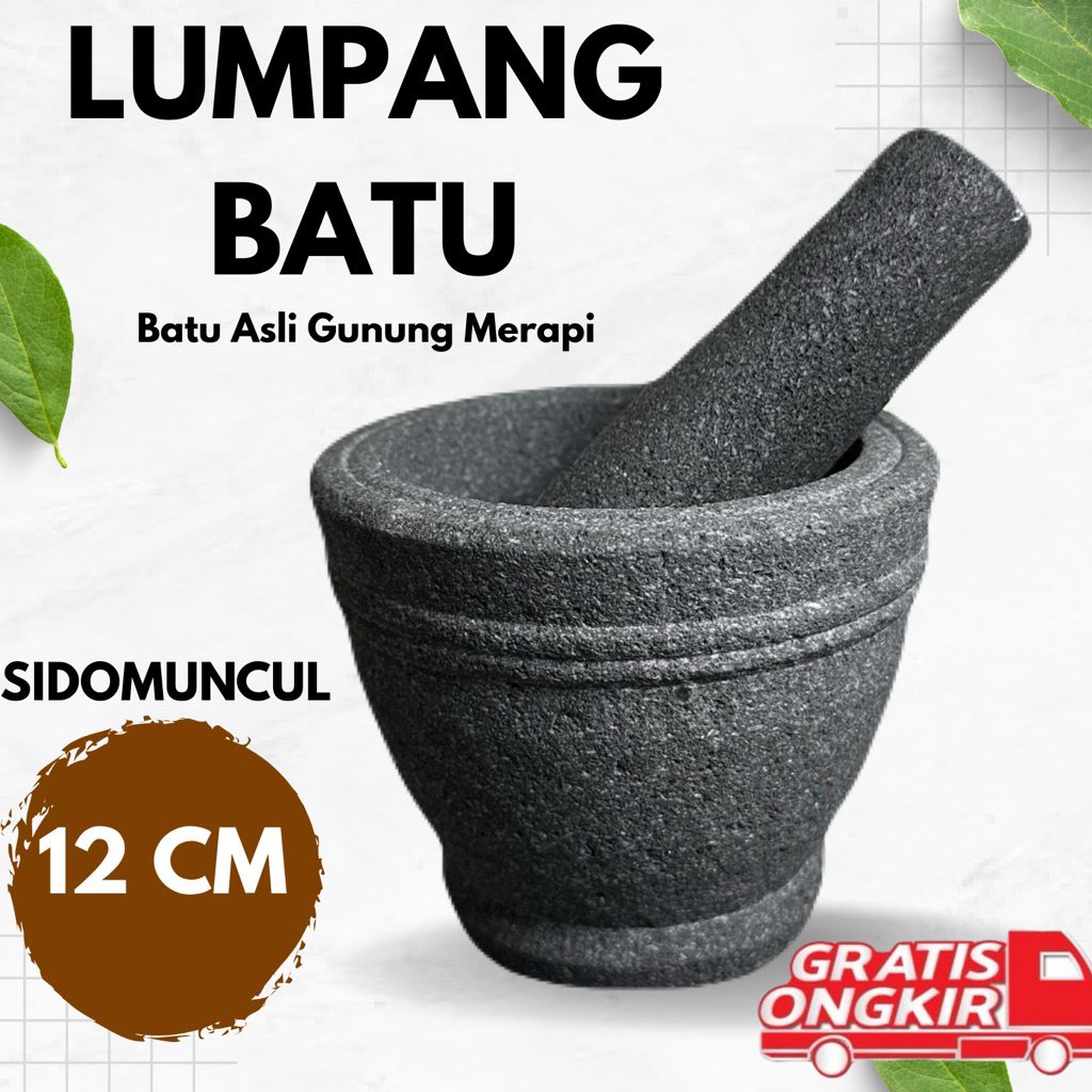 Lumpang Batu Mini Sidomuncul Asli Merapi + Ulekan Alu - Lesung Batu