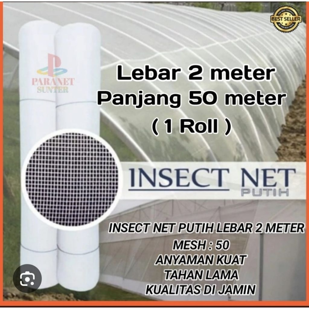 Insect net / kasa putih / screen net 1 roll (2m x 50m)