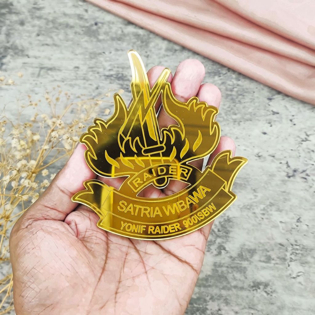 Logo Yonif Raider Satria Wibawa - Bahan Aksesoris Dekorasi Mahar Akrilik Gold