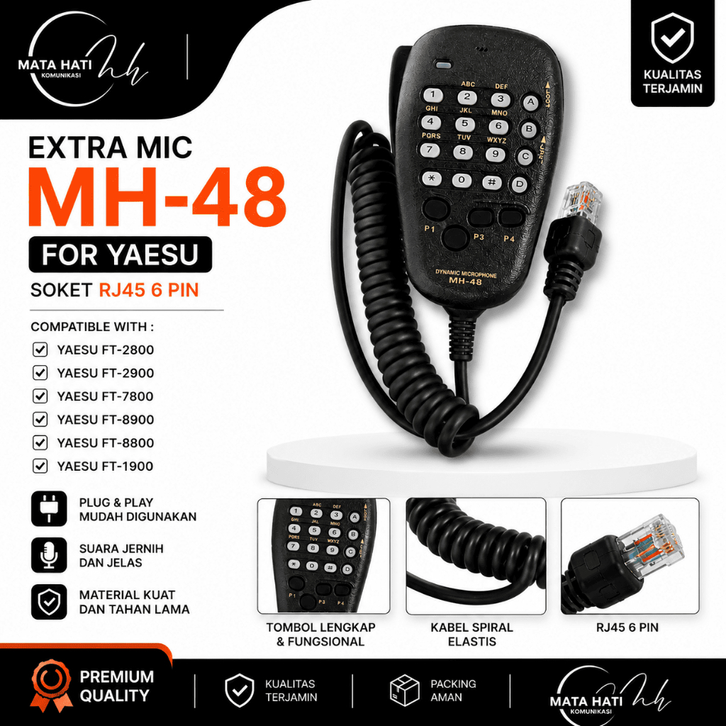 Extra Mic Yaesu MH-48 untuk rig Yaesu FT-2800 FT-2900 FT-7800 FT-8900