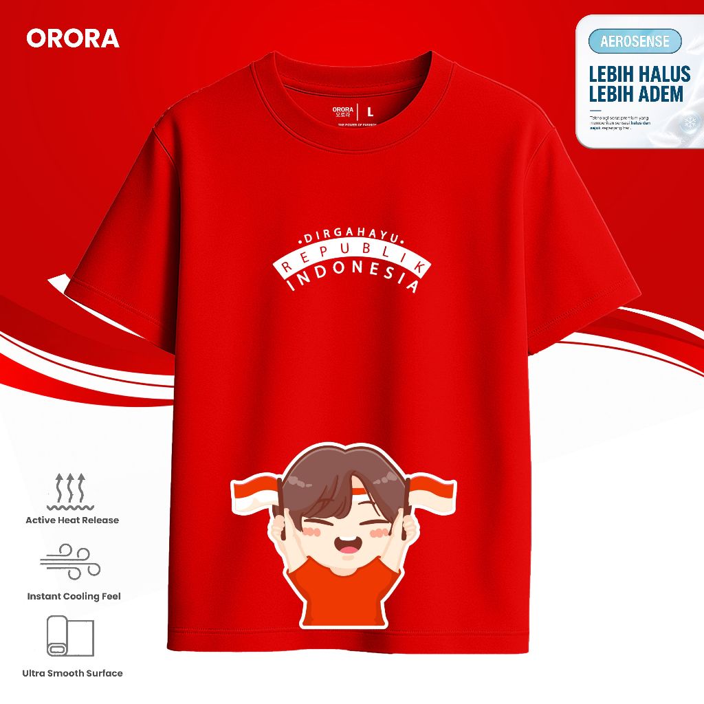 ORORA Kaos Kemerdekaan Indonesia | Kaos Timnas Indonesia | Kaos Agustusan 2026 | KR NORID 7