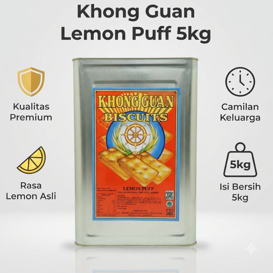 Makanan Ringan / Khong Guan Lemon Puff / Khong Guan Kaleng 5kg