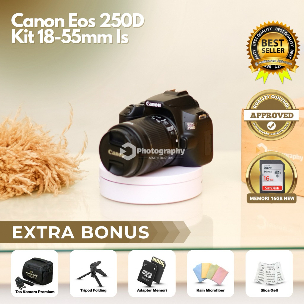 Canon Eos 250D Kit 18-55mm IS STM / Kamera DSLR Canon 250D Kit Lens 18-55mm IS STM Wifi Touchscreen