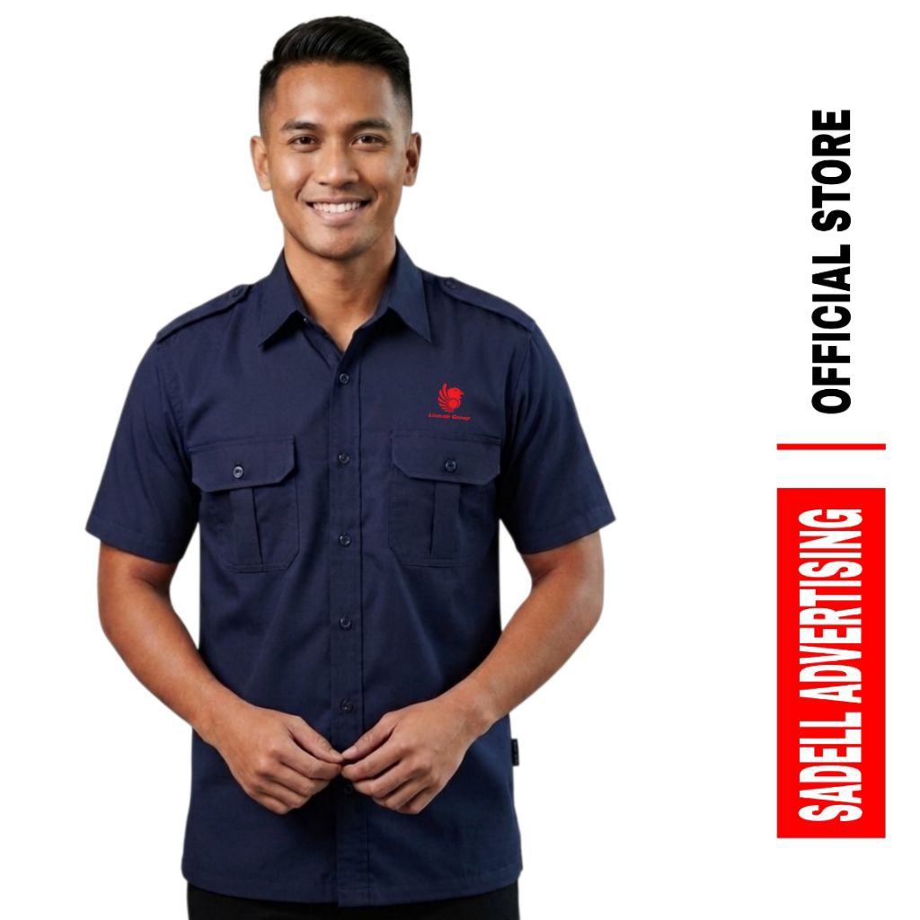 Kemeja LION AIR GROUP Lengan Pendek / Baju Kerja Lion Air Group / Seragam Lion Air Drill Premium