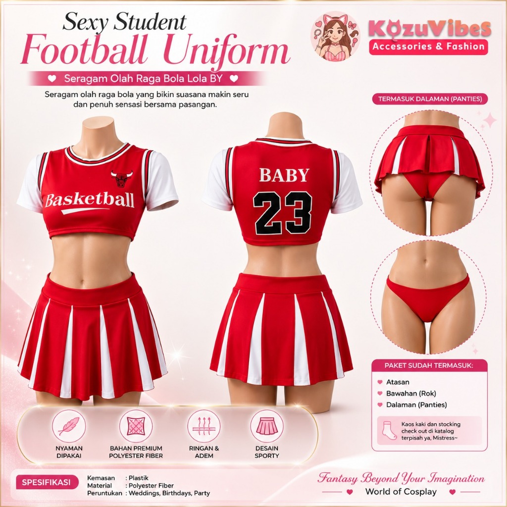 Kozuvibes Sexy Student Football Uniform Seragam Olah Raga Bola Lola BY