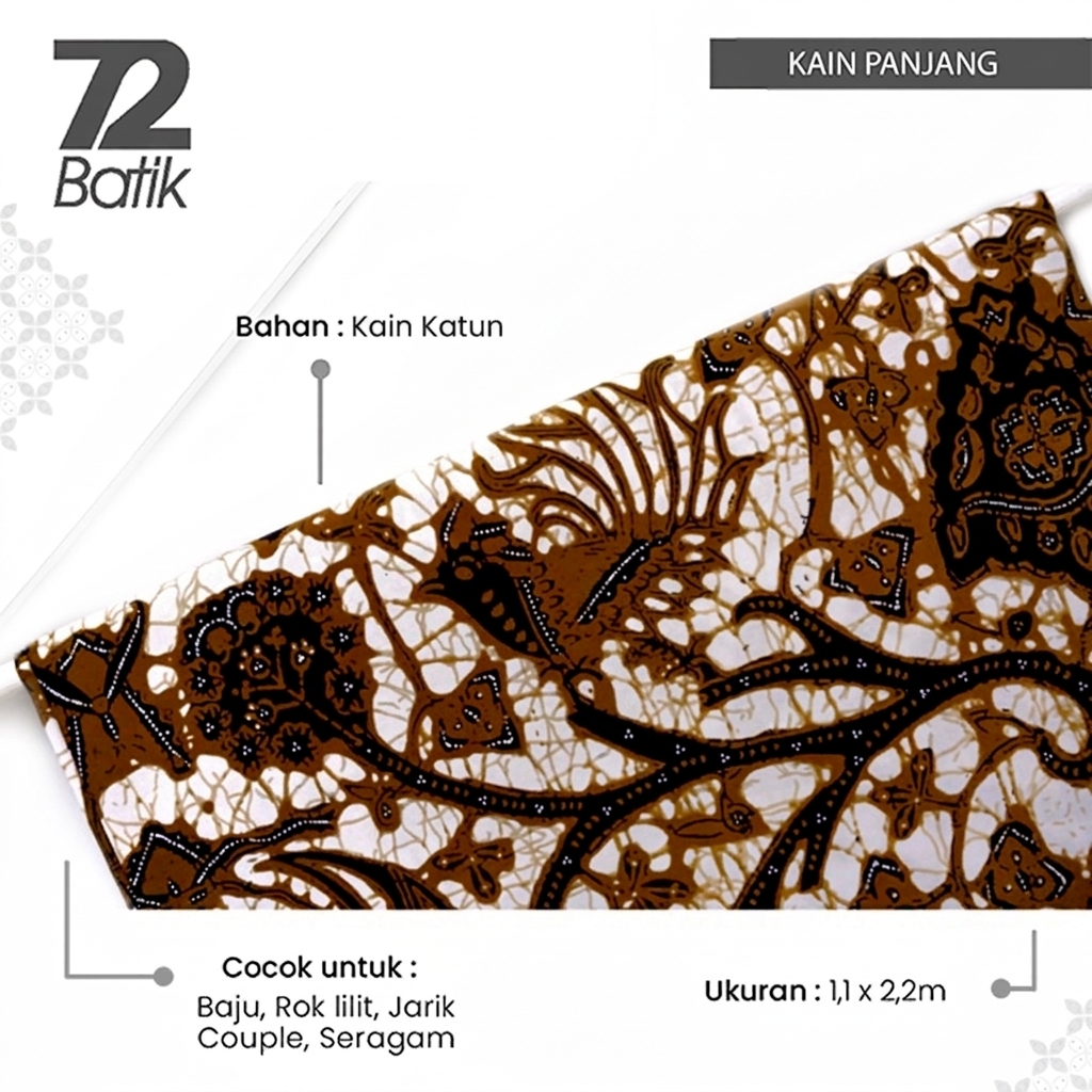 72 Batik - Kain Batik Bahan Katun Motif Wahyu Temurun Warna Coklat Cokelat Choklat Jogja 727663