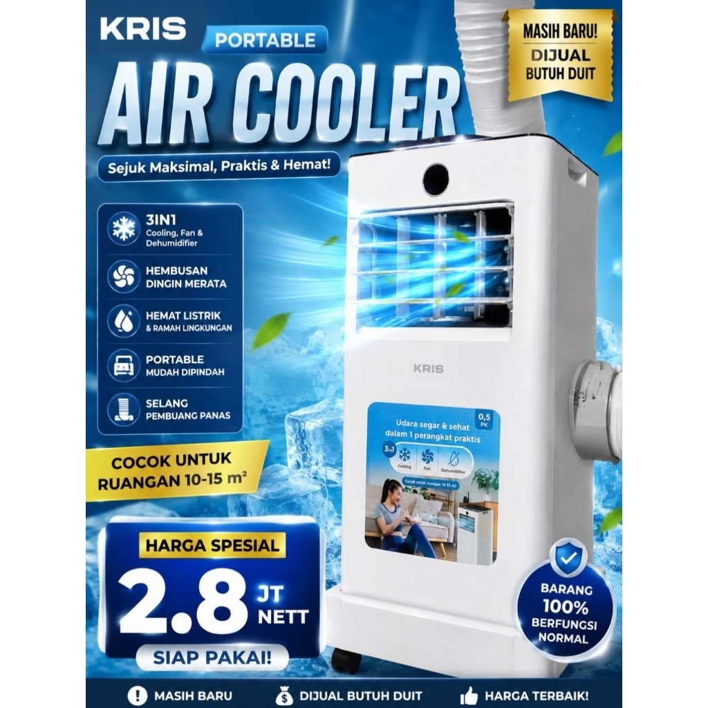 KRIS Portable Air Cooler 0.5 PK 3 in 1 | Masih Baru | Hemat Listrik | Siap Pakai | Rp2.800.000 NETT

