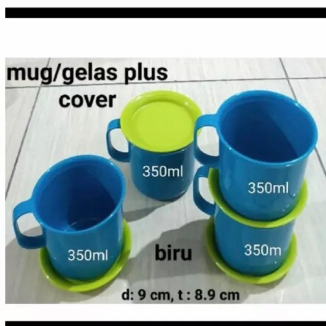 Tupperware Preludio Mug 4pcs Turquoise gelas bertutup