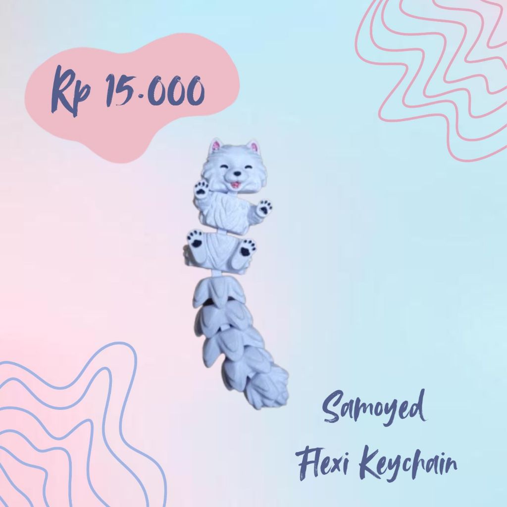 Gantungan kunci Anjing Samoyed articulated flexi