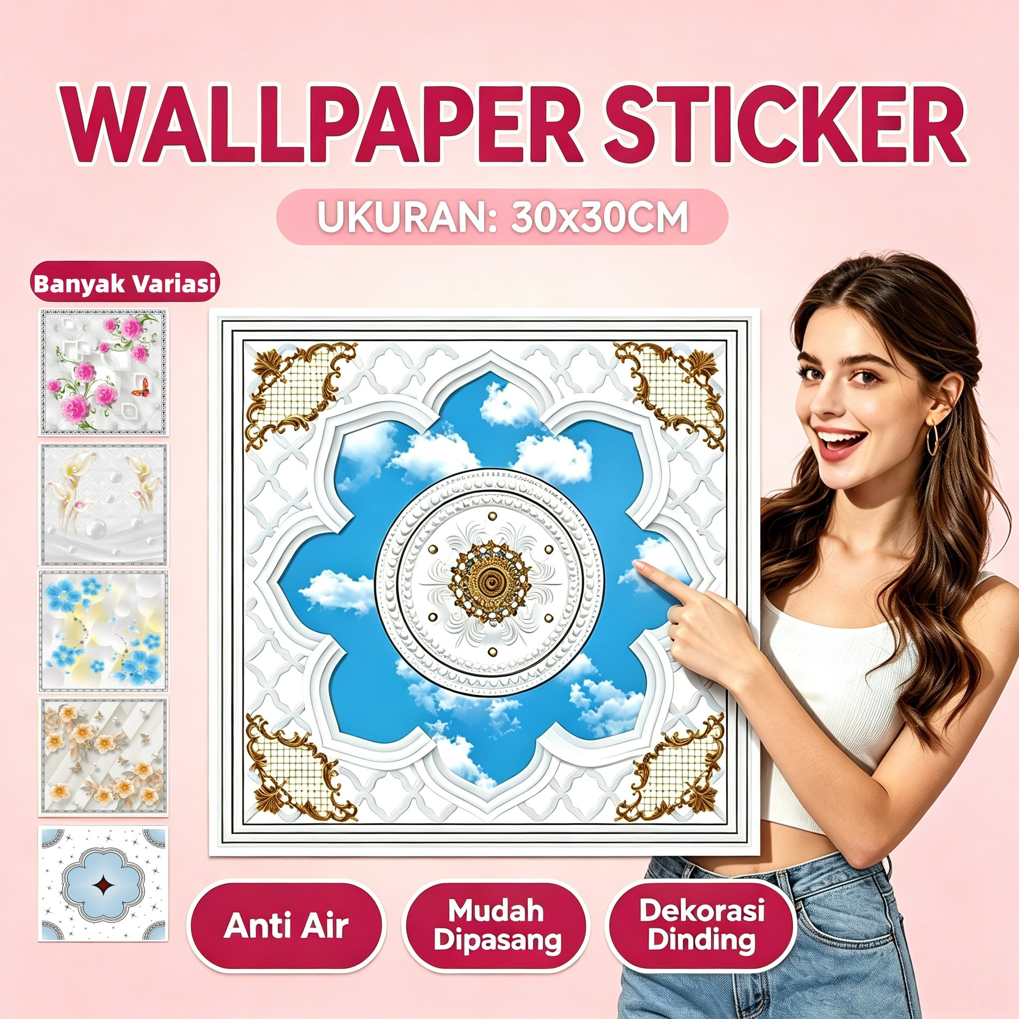 20 Lembar 30CMx30CM Wallpaper dinding VINYL Marble Plafon PVC Motif Keramik Lantai Vinyl Marbel Gran