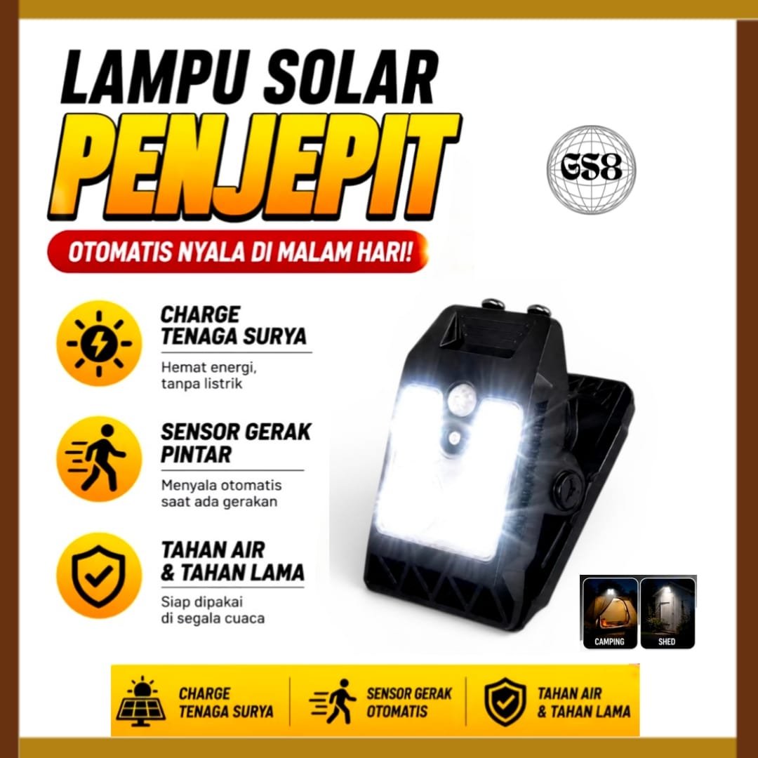 (GS8)Lampu Jepit Lampu Solar  Tenaga Surya / Lampu Clip Mini Solar Panel Surya