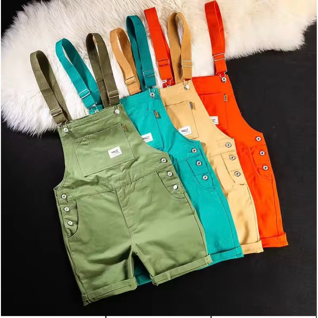 Overall Jeans Pendek  Dewasa Denim Wanita Pria Unisex