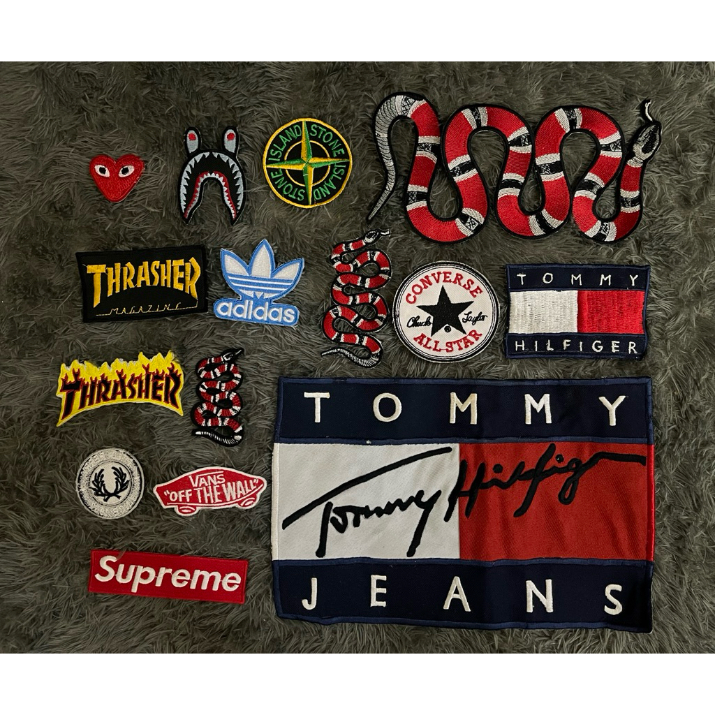 Patch Emblem Bordir Tommy Adidas Vans Play Snake Bape Fred Perry Converse