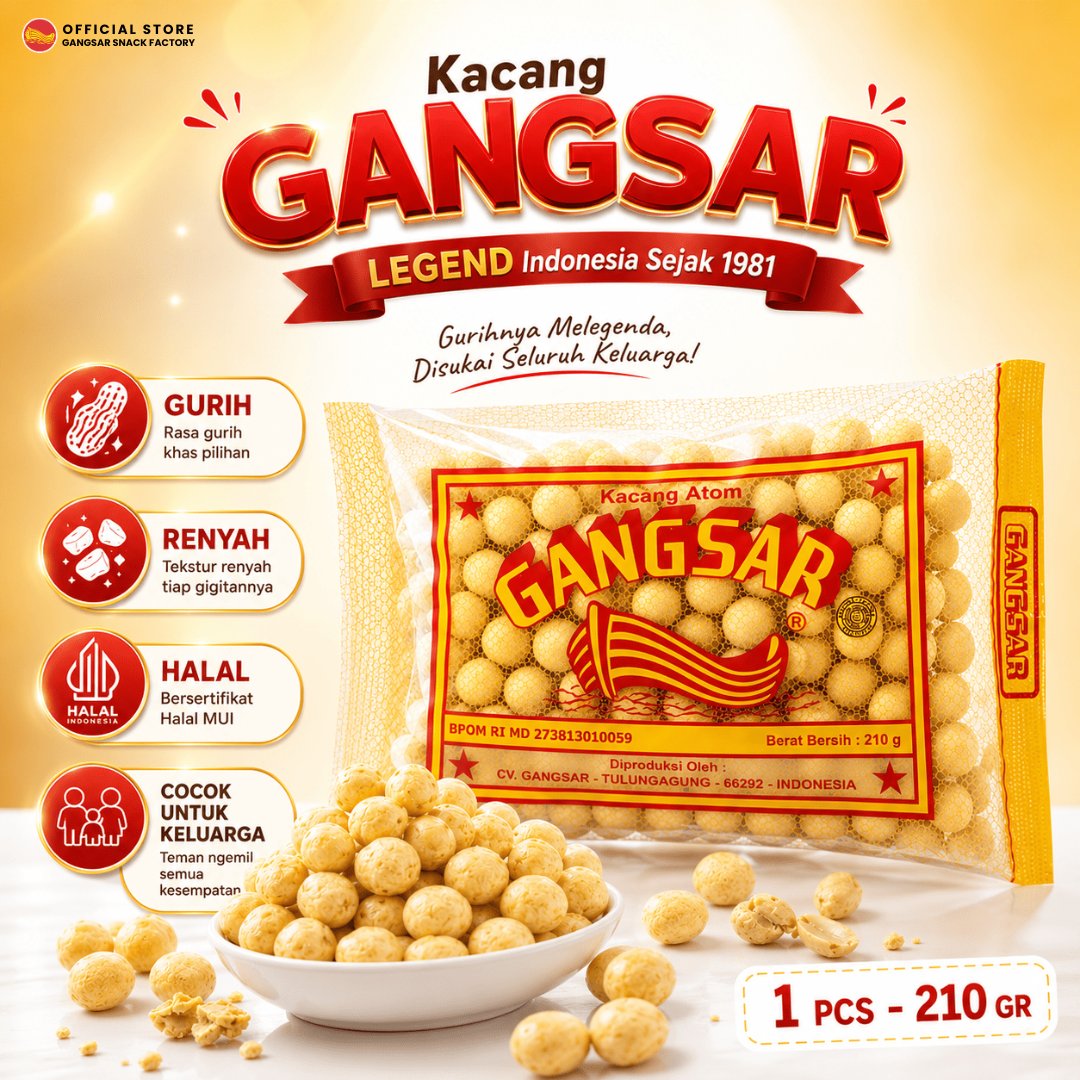 Kacang Atom Shanghai Asli Tulungagung Cap Gangsar Super 210gram