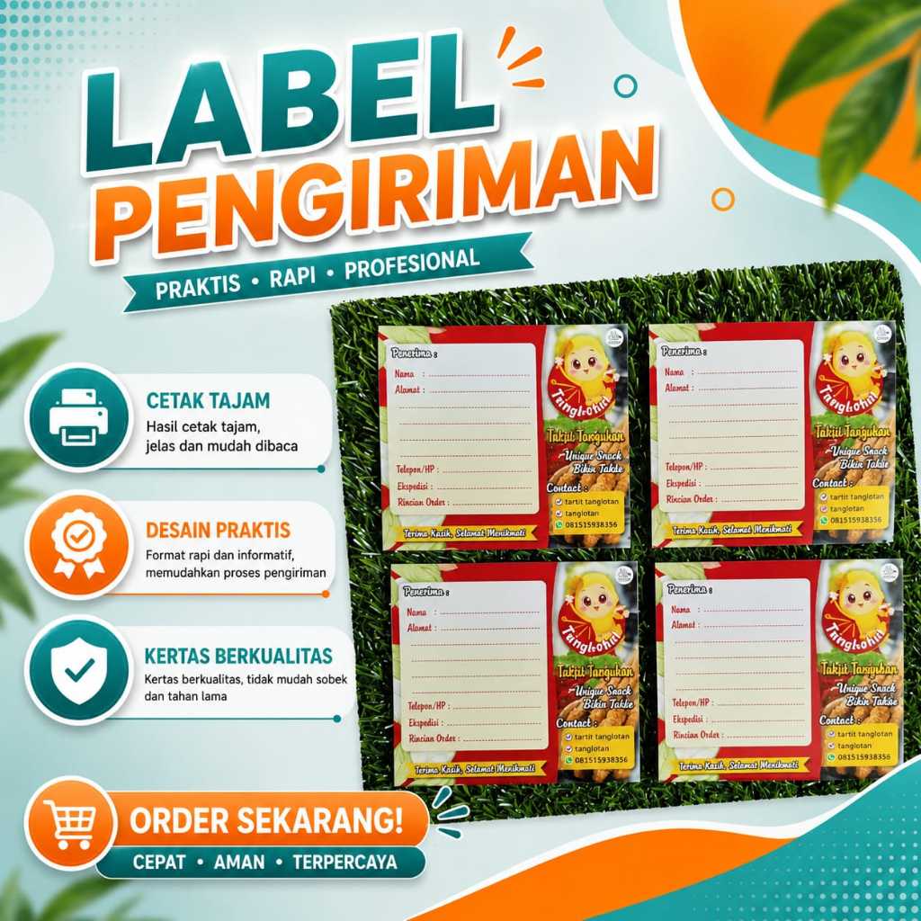 STICKER LABEL ALAMAT PENGIRIMAN PAKET OLSHOP CUSTOM NAMA TOKO