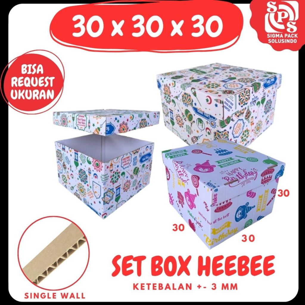 Kardus Ulang Tahun 30x30x30/30x30x20/30x30x15/30x30x10 Dus Hampers Set box seserahan Top Buttom Dus 