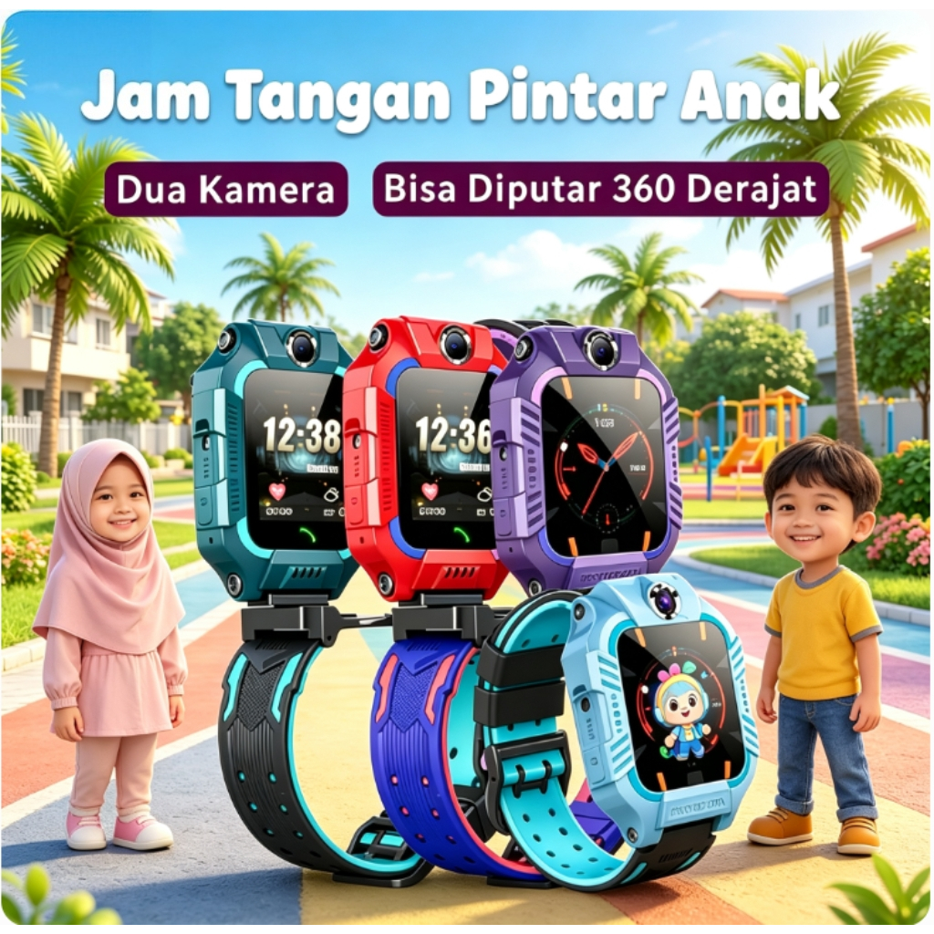 Q19 kids Smartwatch Jam anak telepon anak Gps Digital Smartwatch anak Waterproof IP67 Anti Air VC Bi