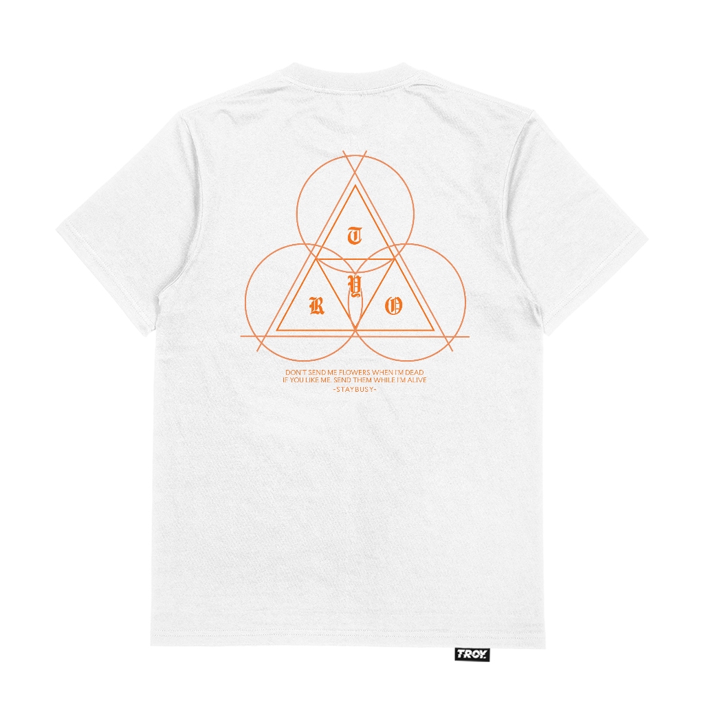 Troy Company T-Shirt White Sacred Geometry - Kaos Pria Lengan Pendek Putih MTD 3666