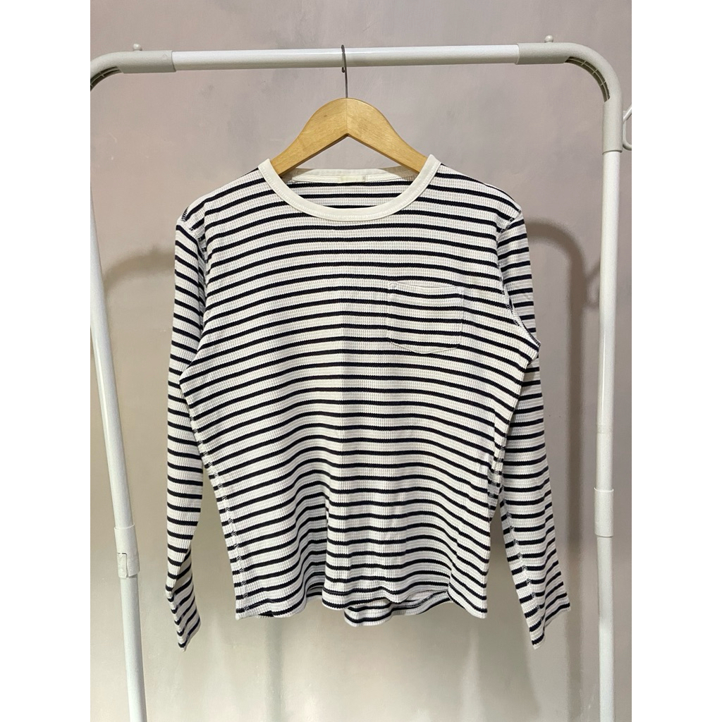 Atasan Cardigan Vest Blouse Knit Rajut Salur 3D Sweater