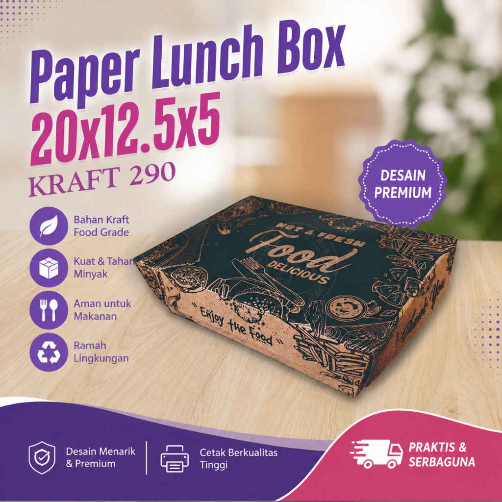 Paper Lunch Box L Bahan Ivory Food Grade / Lunch Box Ivory / Lunch Box Kertas / Lunch Box Paper / Pa