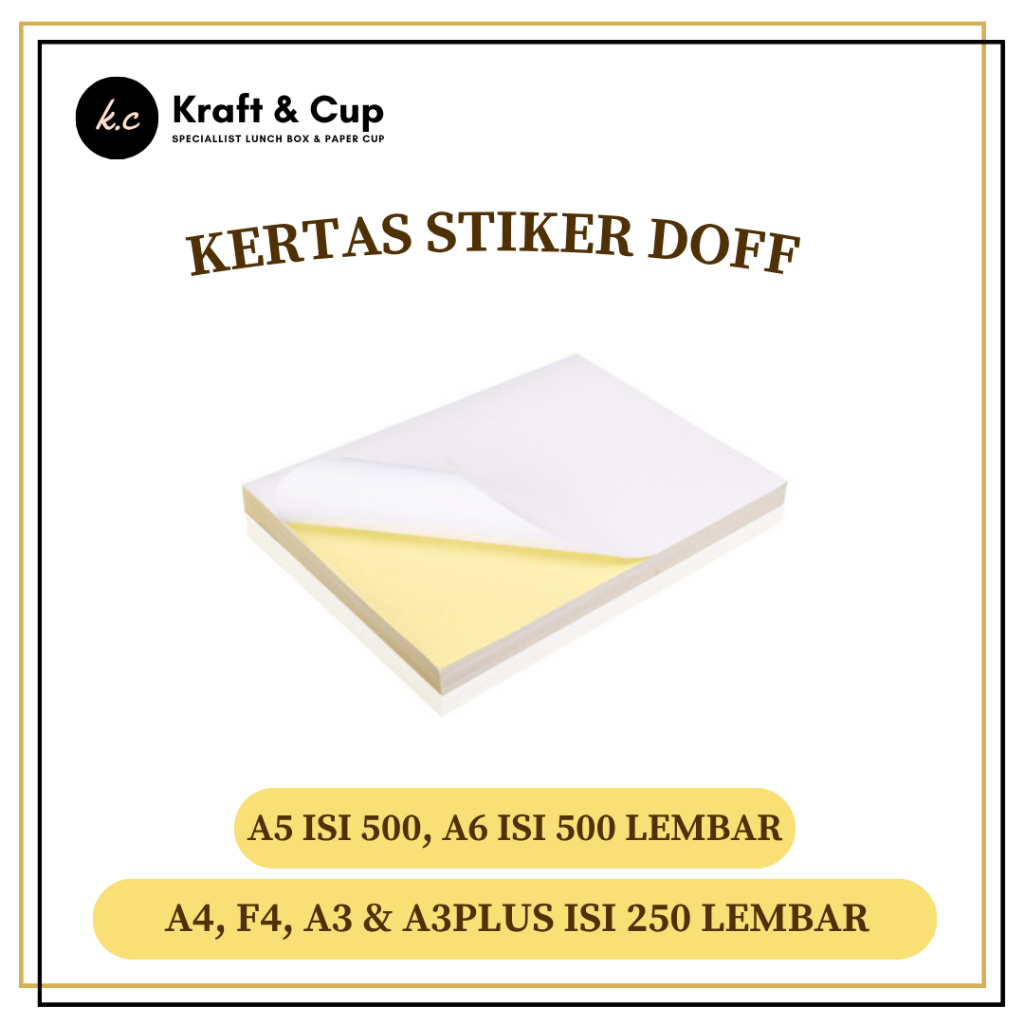 [250 LBR] Kertas Stiker Doff A4, F4, A5, A6, A3 & A3PLUS Kertas Stiker HVS